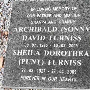 FURNISS Archibald David 1925-2003 &amp; Sheila Dorothea PUNT 1927-2009