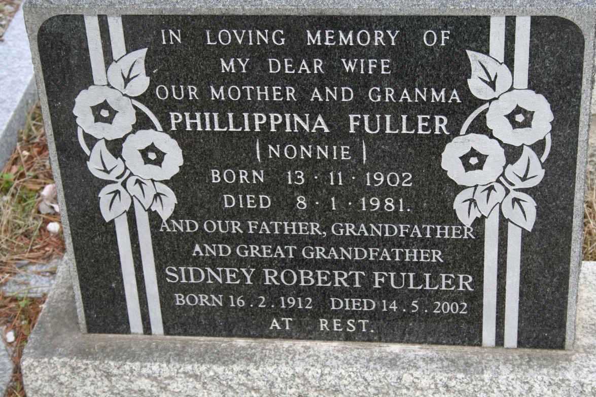 FULLER Sidney Robert 1912-2002 &amp; Phillippina 1902-1981
