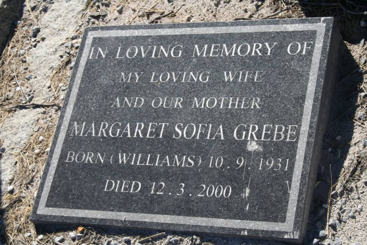 GREBE Margaret Sofia nee WILLIAMS 1931-2000