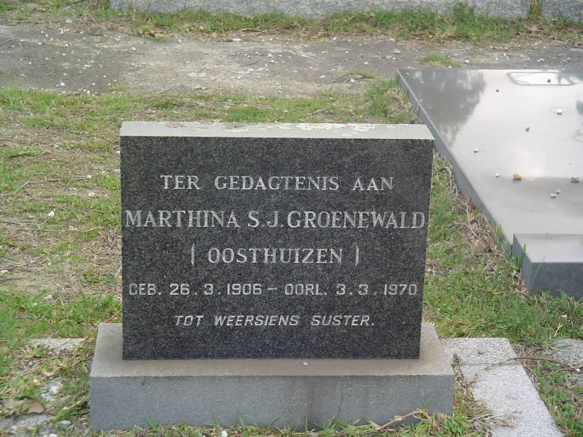 GROENEWALD Marthina S.J. nee OOSTHUIZEN 1906-1970
