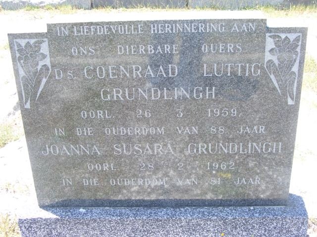 GRUNDLINGH Coenraad Luttig -1959 &amp; Johanna Susara -1962