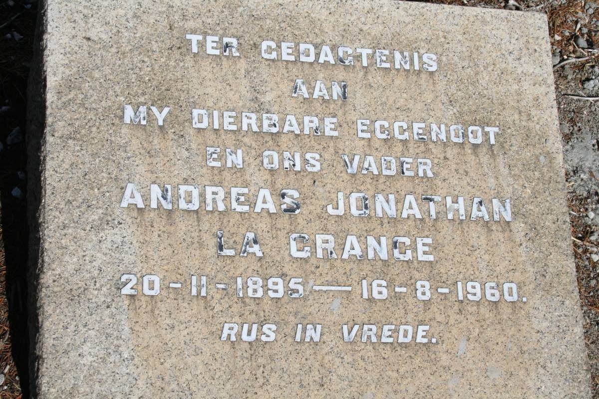 GRANGE Andreas Jonathan, la 1895-1960