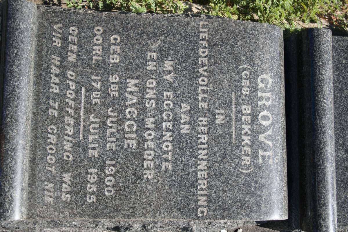 GROVÉ Maggie nee BEKKER 1900-1955