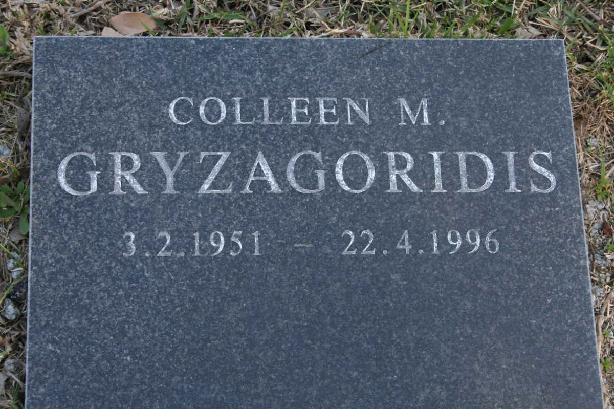 GRYZAGORIDIS Colleen M. 1951-1996