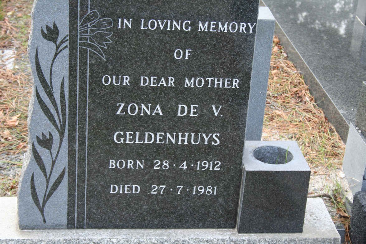 GELDENHUYS Zona de V. 1912-1981