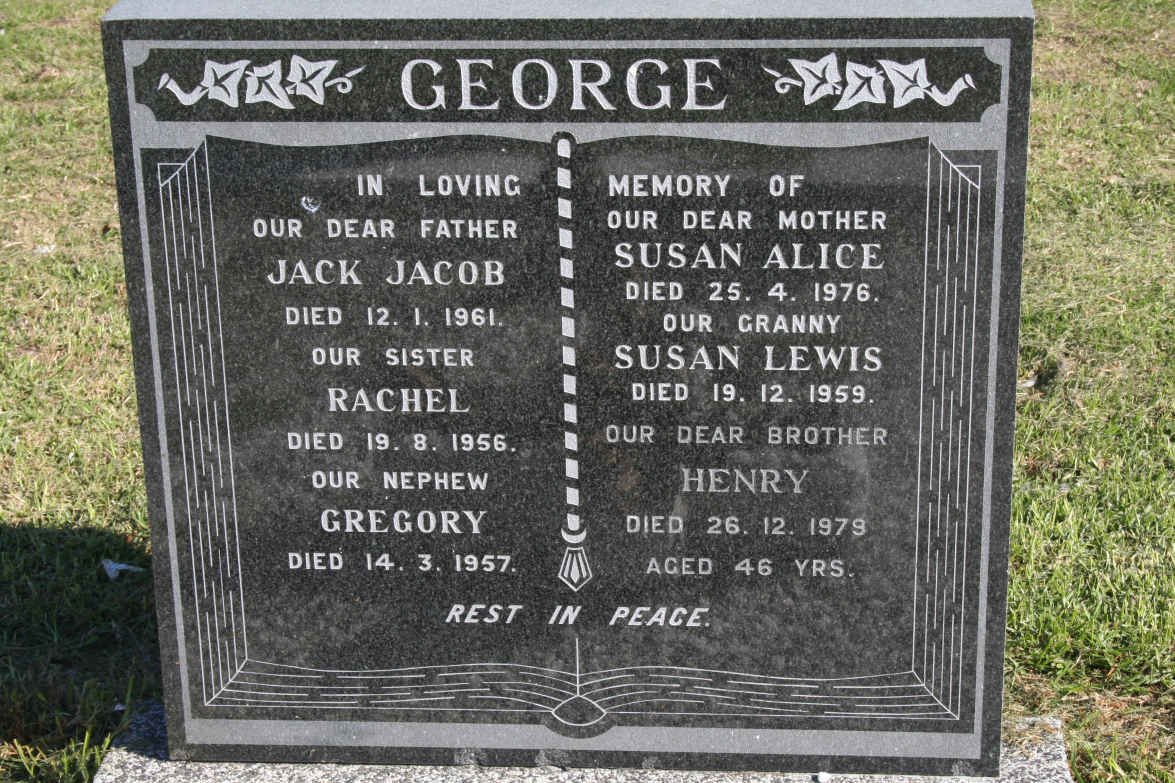 GEORGE Jack Jacob -1961 &amp; Susan Alice -1976 :: GEORGE Henry -1979 :: GEORGE Rachel -1956 :: GEORGE Gregory -1957