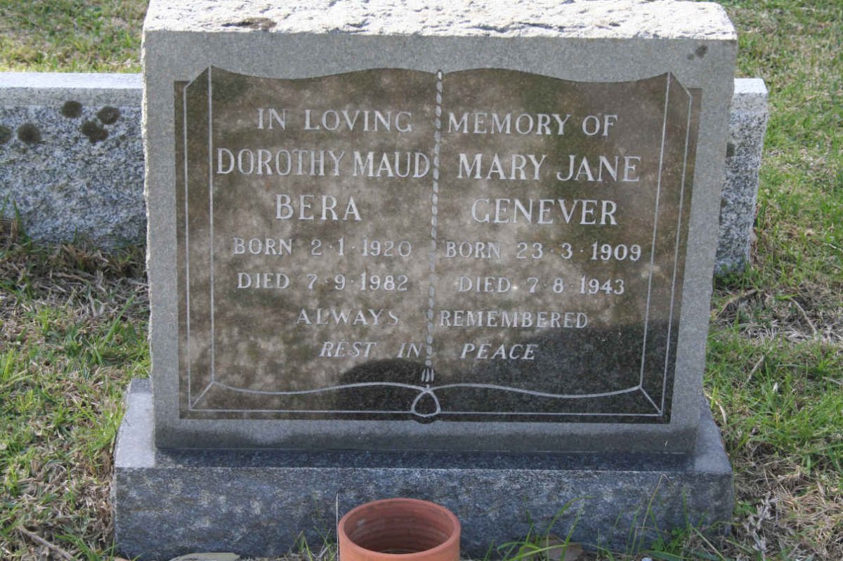 GENEVER Mary Jane 1909-1943 :: BERA Dorothy Maud 1920-1982 