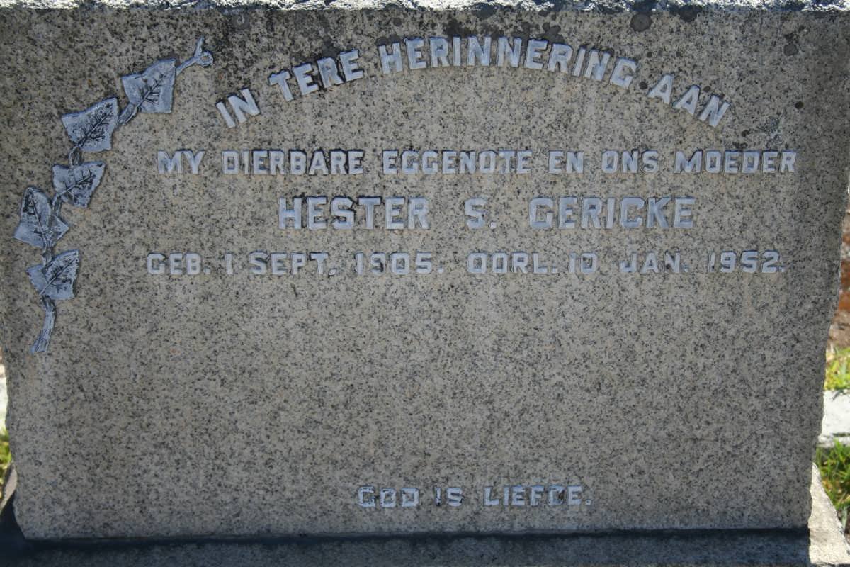 GERICKE  Hester S. 1905-1952
