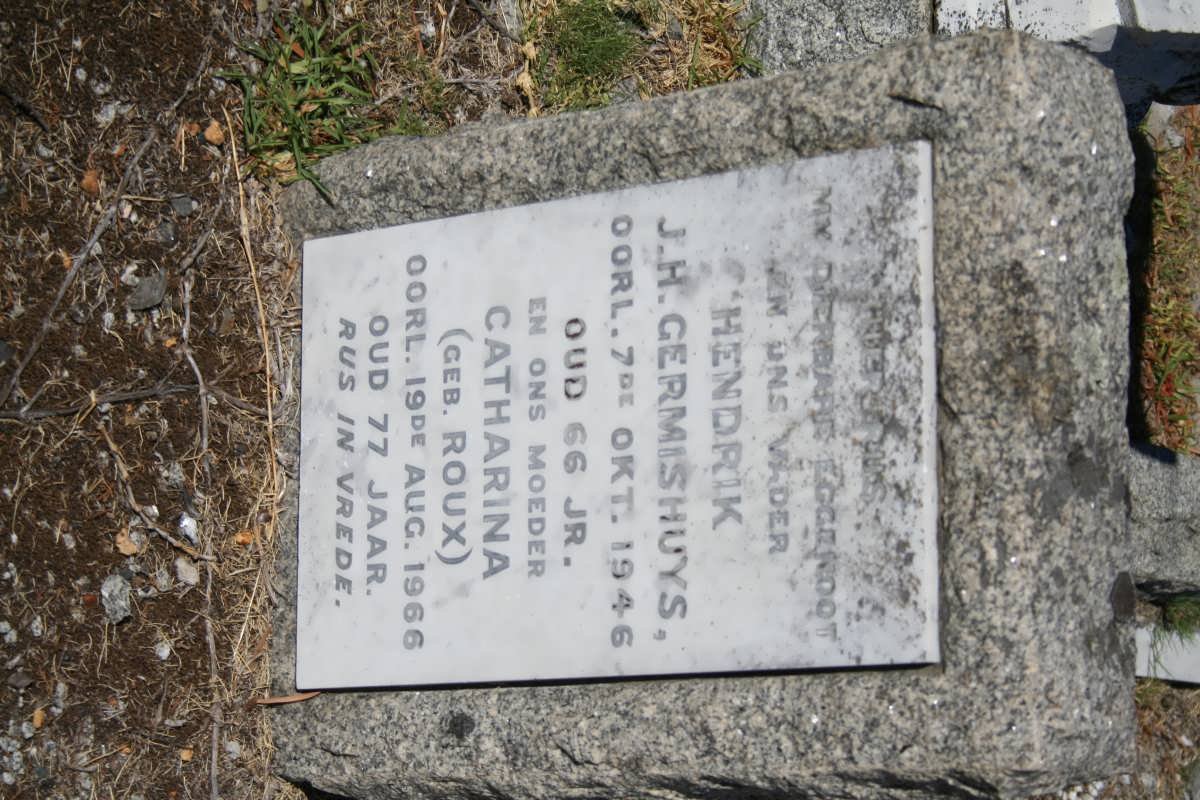 GERMISHUYS Hendrik J.H. -1946 &amp; Catharina ROUX -1966