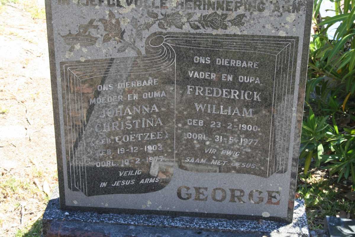 GEORGE Frederick William 1900-1977 &amp; Johanna Christina COETZEE 1903-1977