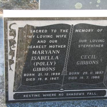 GIBBONS Cecil 1897-1986 &amp; Maryann Isabella 1898-1967