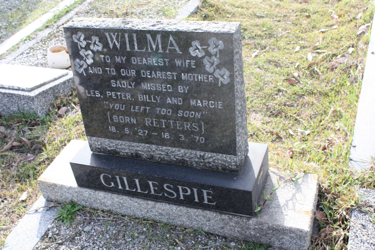 GILLESPIE Wilma nee RETTERS 1927-1970
