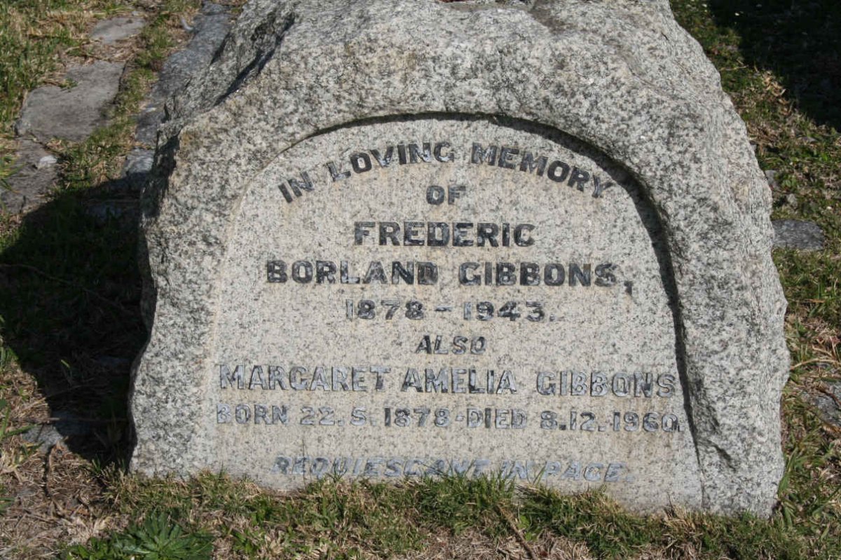 GIBBONS Frederic Borland 1878-1943 &amp; Margaret Amelia 1878-1960
