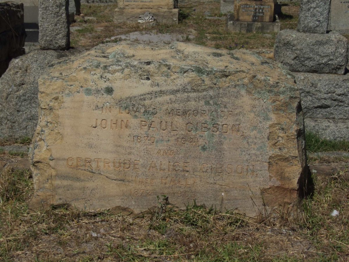 GIBSON John Paul 1870-1941 &amp; Gertrude Alice HALL 1872-1968