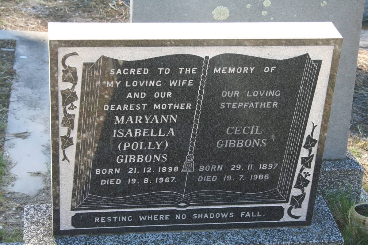 GIBBONS Cecil 1897-1986 &amp; Maryann Isabella 1898-1967