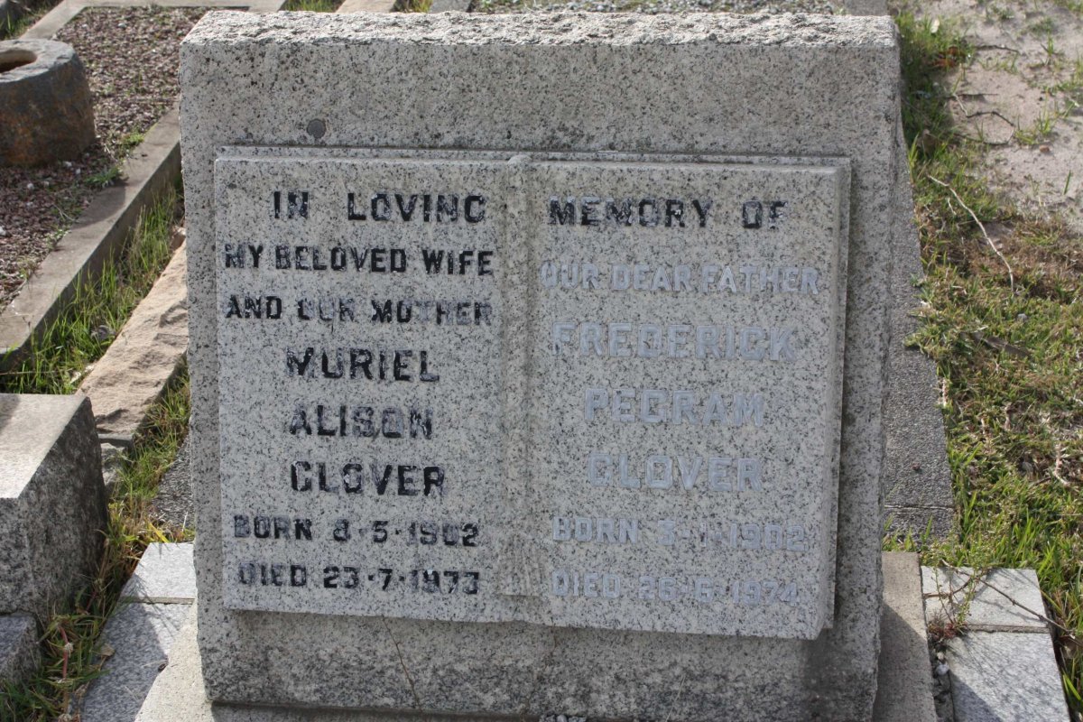 GLOVER Frederick Pegram 1902-1974 &amp; Muriel Alison 1902-1973