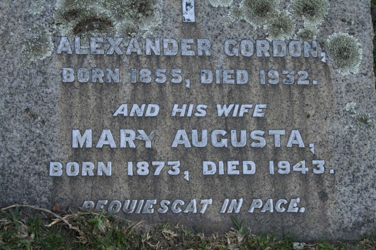 GORDON Alexander 1855-1932 &amp; Mary Augusta 1873-1943