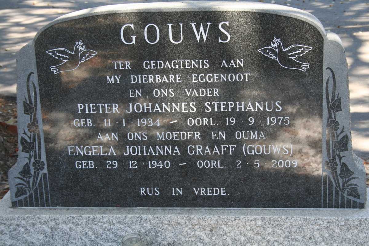 GOUWS Pieter Johannes Stephanus 1934-1975 &amp; Engela Johanna GRAAFF 1940-2009