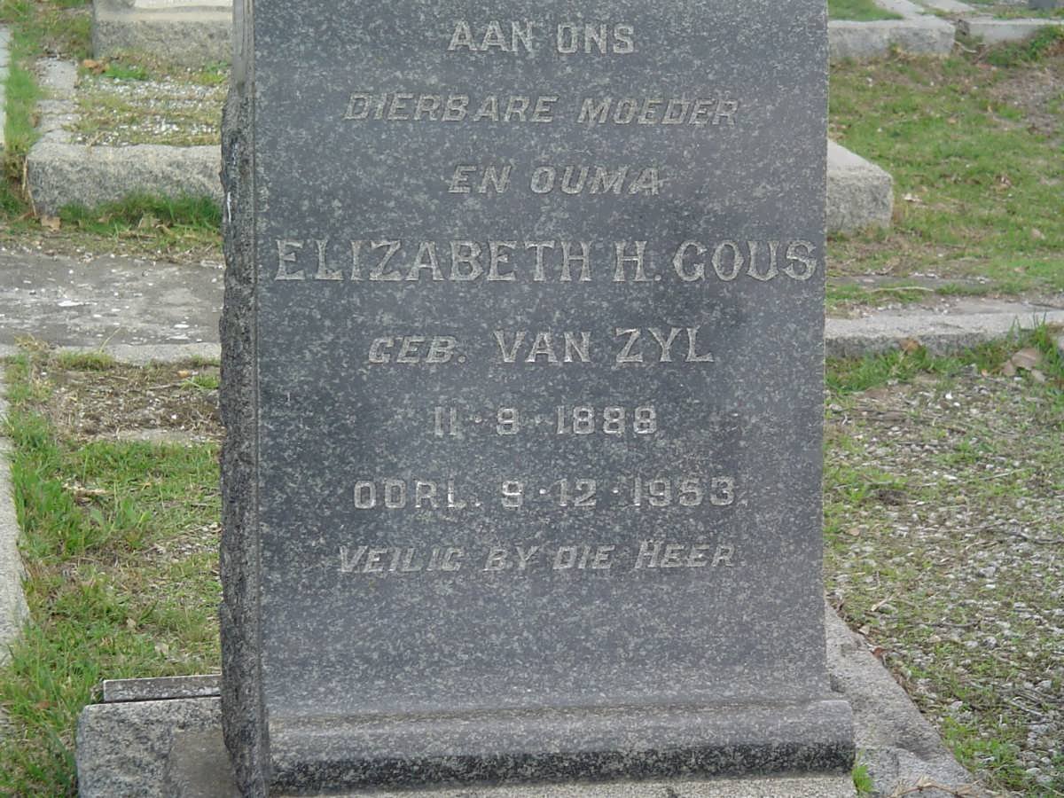 GOUS Elizabeth nee van ZYL 1888-1953