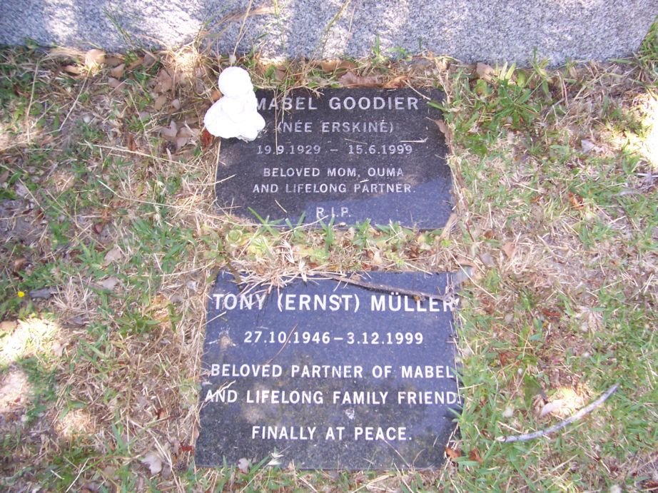 GOODIER Mabel nee ERSKINE 1929-1999 :: MÜLLER Tony 1946-1999