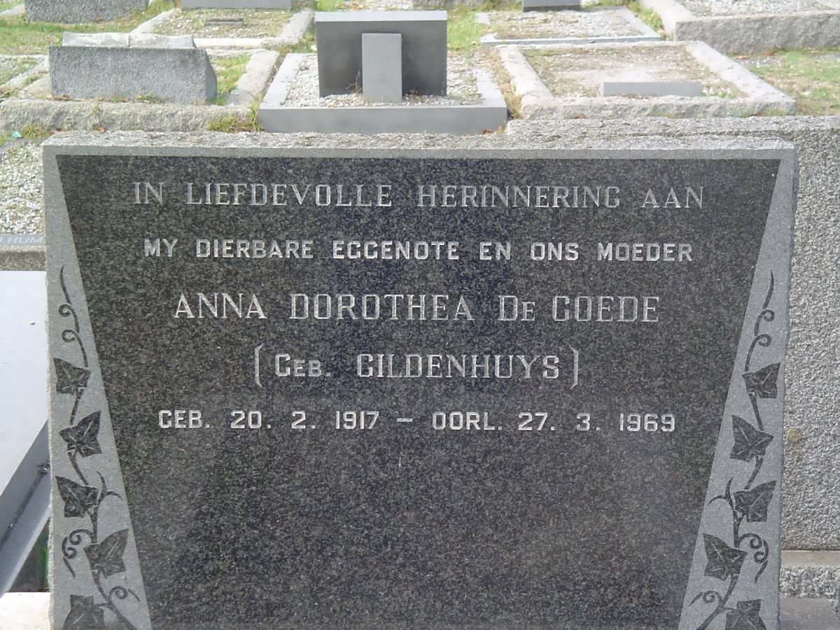 GOEDE Anna Dorothea, de nee GILDENHUYS 1917-1969