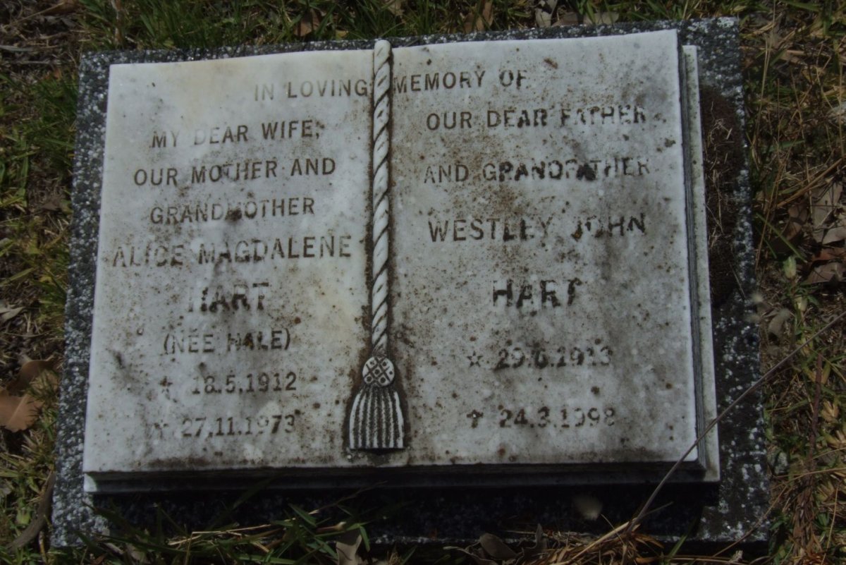 HART Westley John 1913-1998 &amp; Alice Magdalene HALE 1912-1973