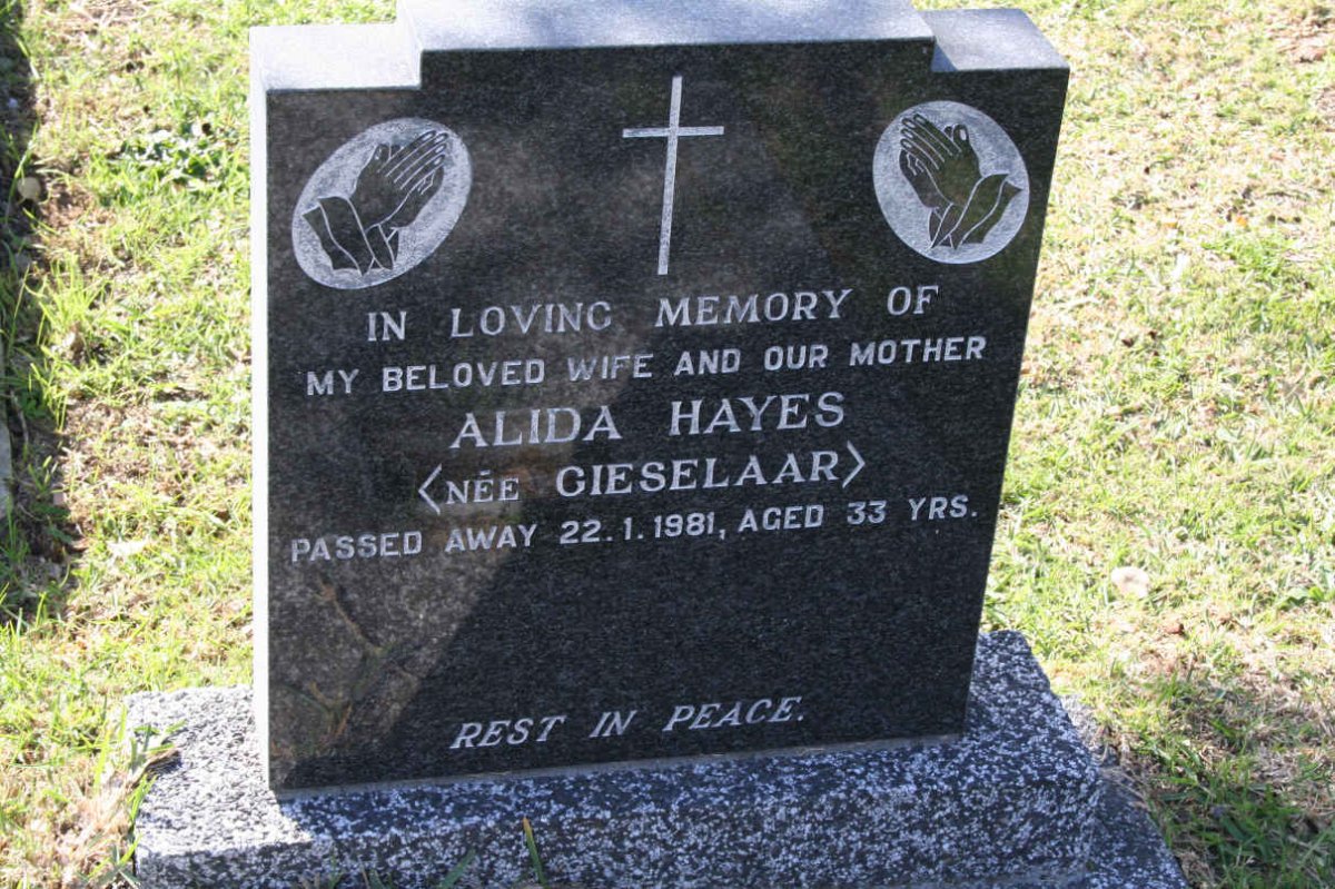 HAYES Alida nee GIESELAAR -1981