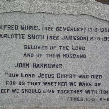 HARROWER Winifred Muriel nee BEVERLEY -1968 &amp; Charlotte Smith nee JAMIESON -1995