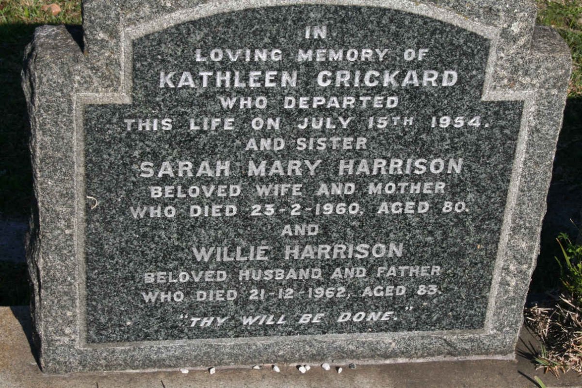 HARRISON Willie -1962 &amp; Sarah Mary -1960 :: CRICKARD Kathleen -1954