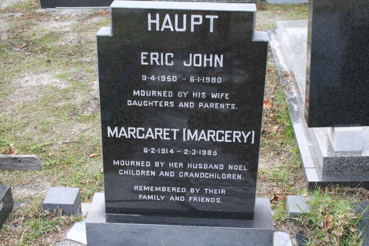 HAUPT Eric John 1950-1980 :: HAUPT Margaret 1914-1985
