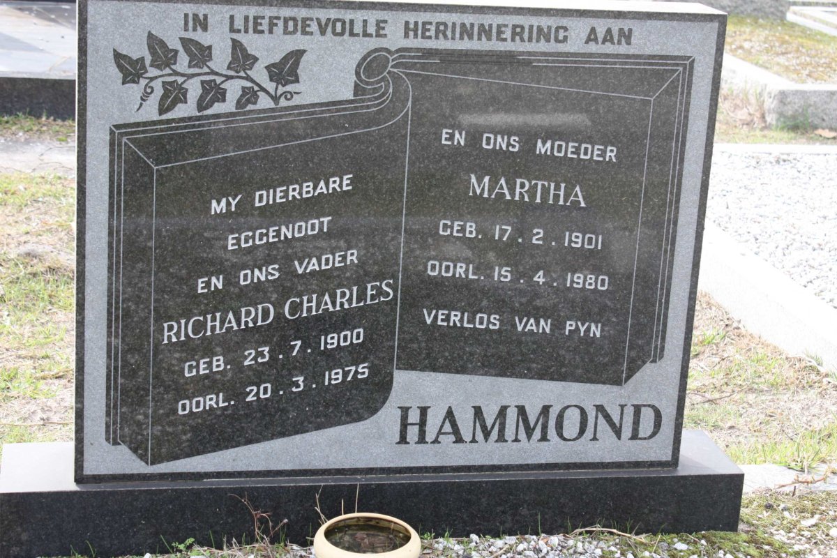 HAMMOND Richard Charles 1900-1975 &amp; Martha 1901-1980