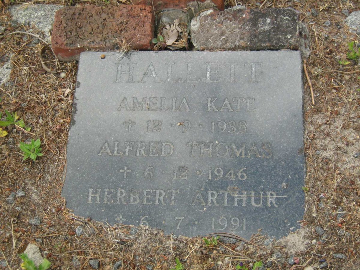 HALLETT Alfred Thomas -1946 :: HALLETT Amelia Kate -1938 :: HALLETT Herbert Arthur -1991