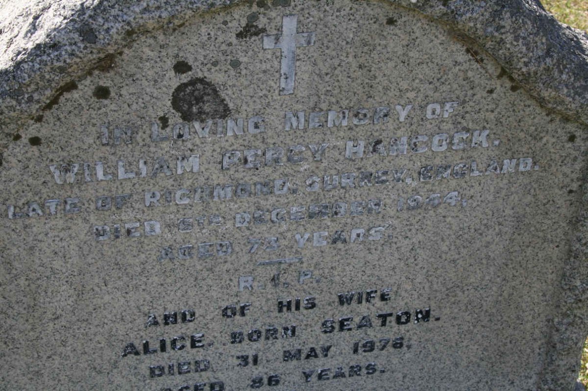 HANCOCK William Percy -1944 &amp; Alice SEATON -1976
