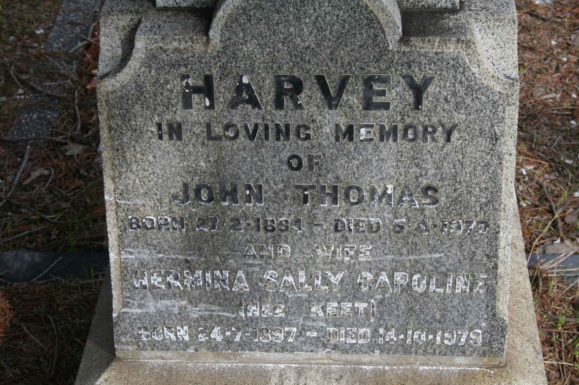 HARVEY John Thomas 1894-1979 &amp; Hermina Sally Caroline KEET 1897-1979