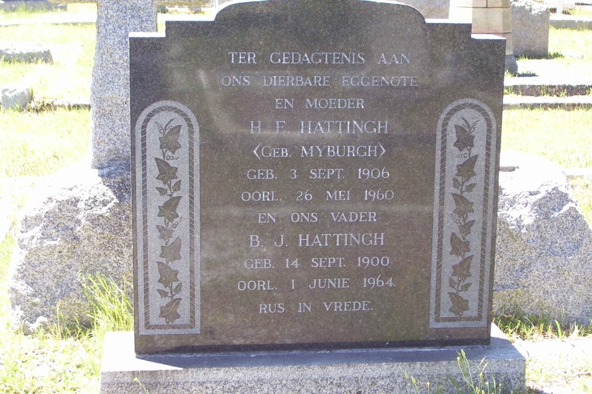 HATTINGH B.J. 1900-1964 &amp; H.E. MYBURGH 1906-1960