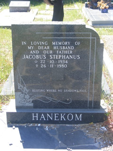 HANEKOM Jacobus Stephanus 1934-1980