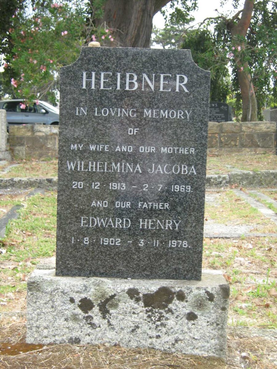 HEIBNER Edward Henry 1902-1978 &amp; Wilhelmina Jacoba 1913-1969