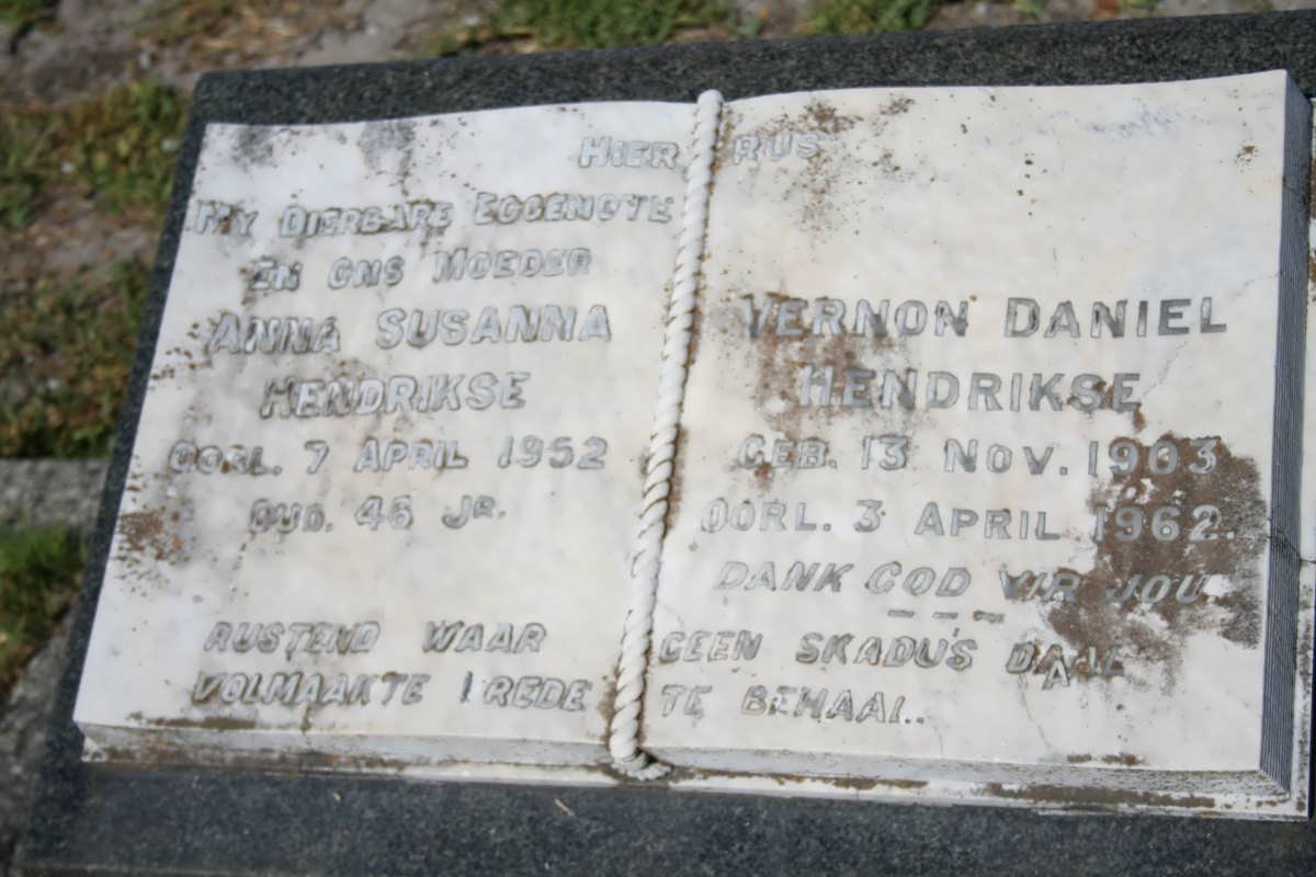 HENDRIKSE Vernon Daniel 1903-1962 &amp; Anna Susanna -1952