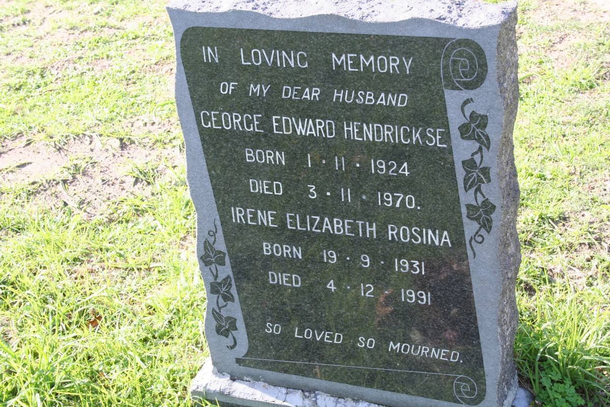 HENDRICKSE George Edward 1924-1970 &amp; Irene Elizabeth Rosina 1931-1991