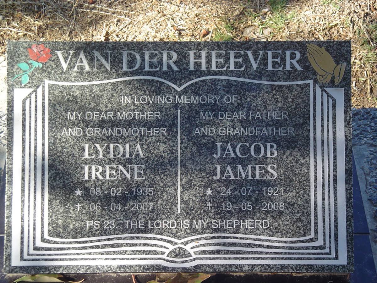 HEEVER Jacob James, van der 1921-2008 &amp; Lydia Irene 1935-2007