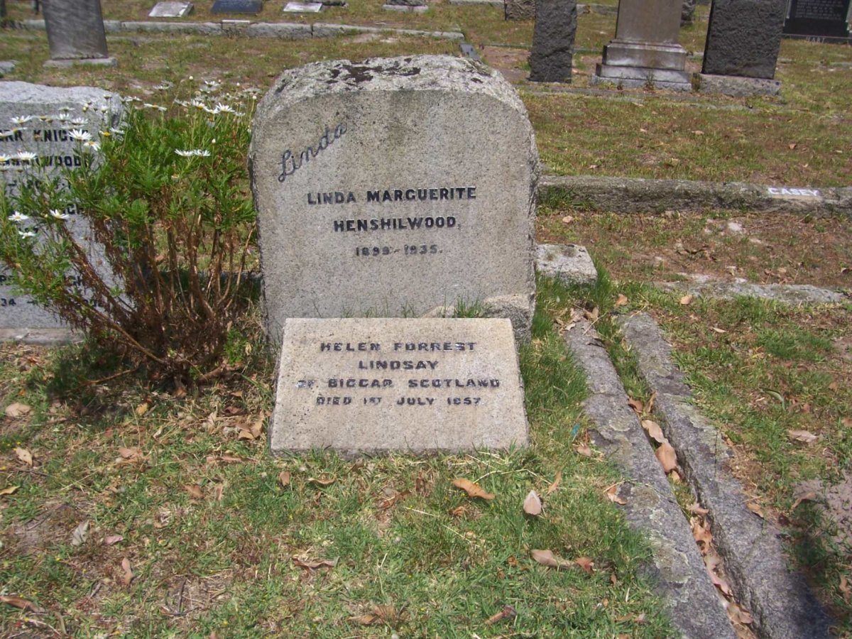 HENSHILWOOD Linda Marguerite 1899-1935 :: LINDSAY Helen Forrest -1957
