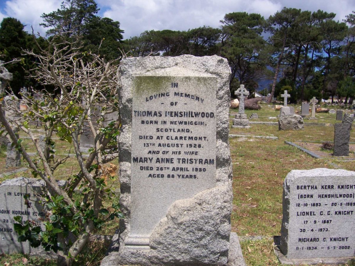 HENSHILWOOD Thomas -1928 &amp; Mary Anne TRISTRAM -1950 :: KNIGHT Lionel C.C. 1887-1973 &amp; Bertha Kerr HENSHILWOOD 1893-1989