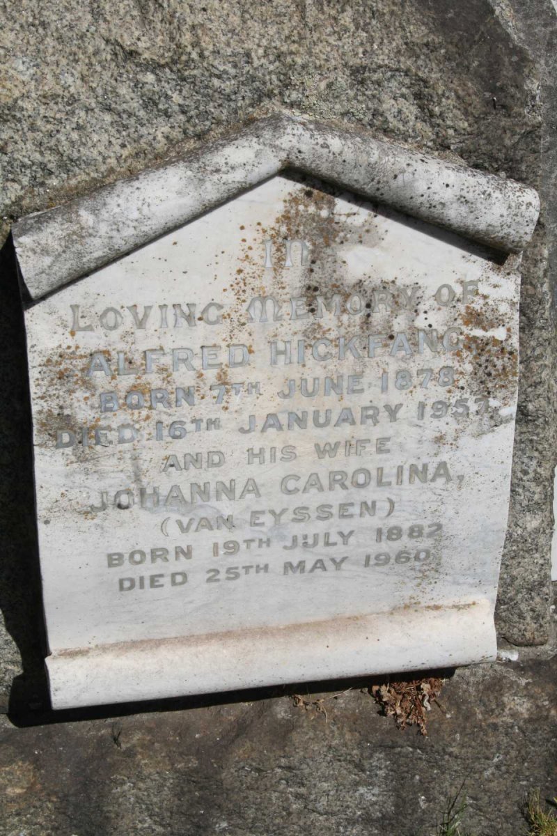 HICKFANG Alfred 1878-1957 &amp; Johanna Carolina VAN EYSSEN 1882-1960
