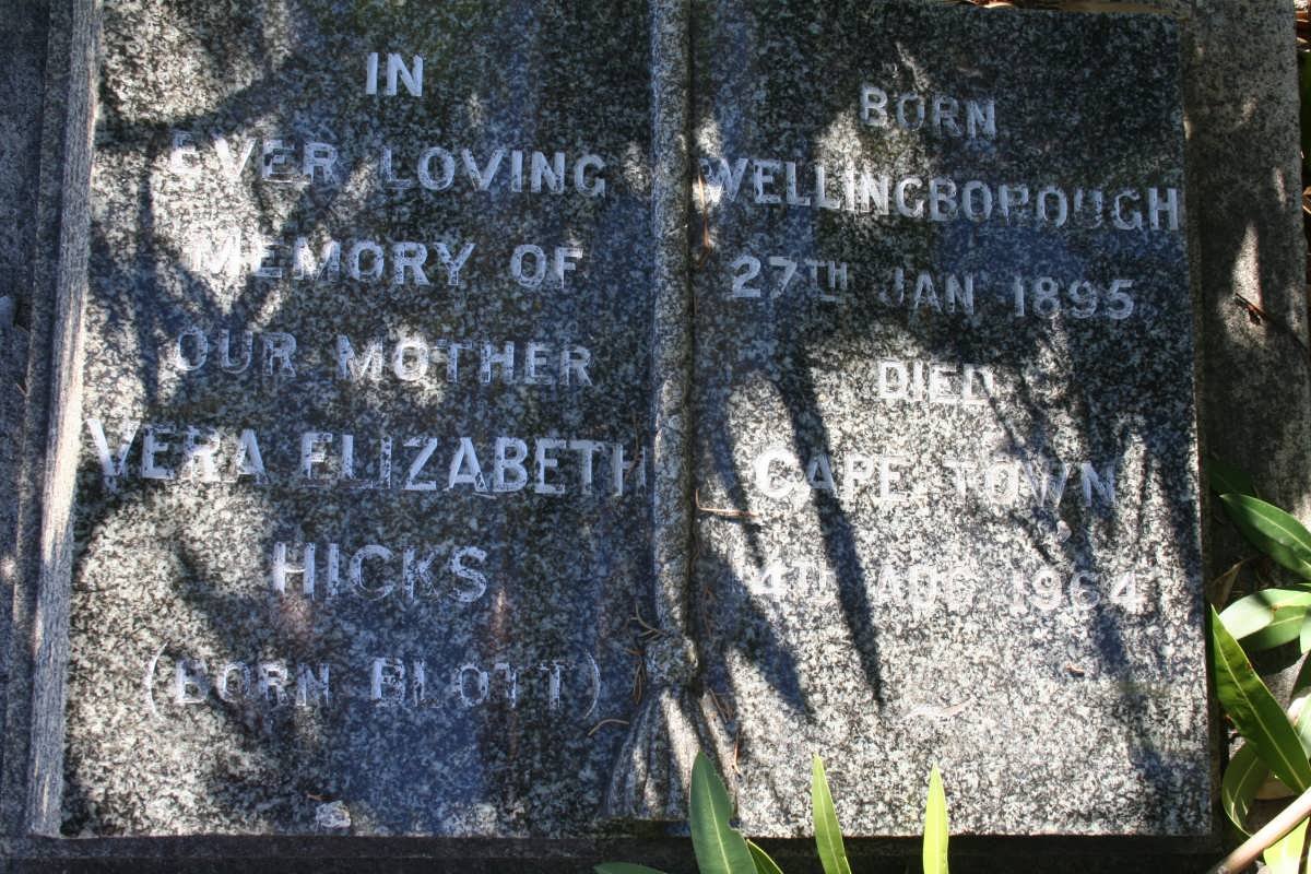HICKS Vera Elizabeth nee BLOTT 1895-1964