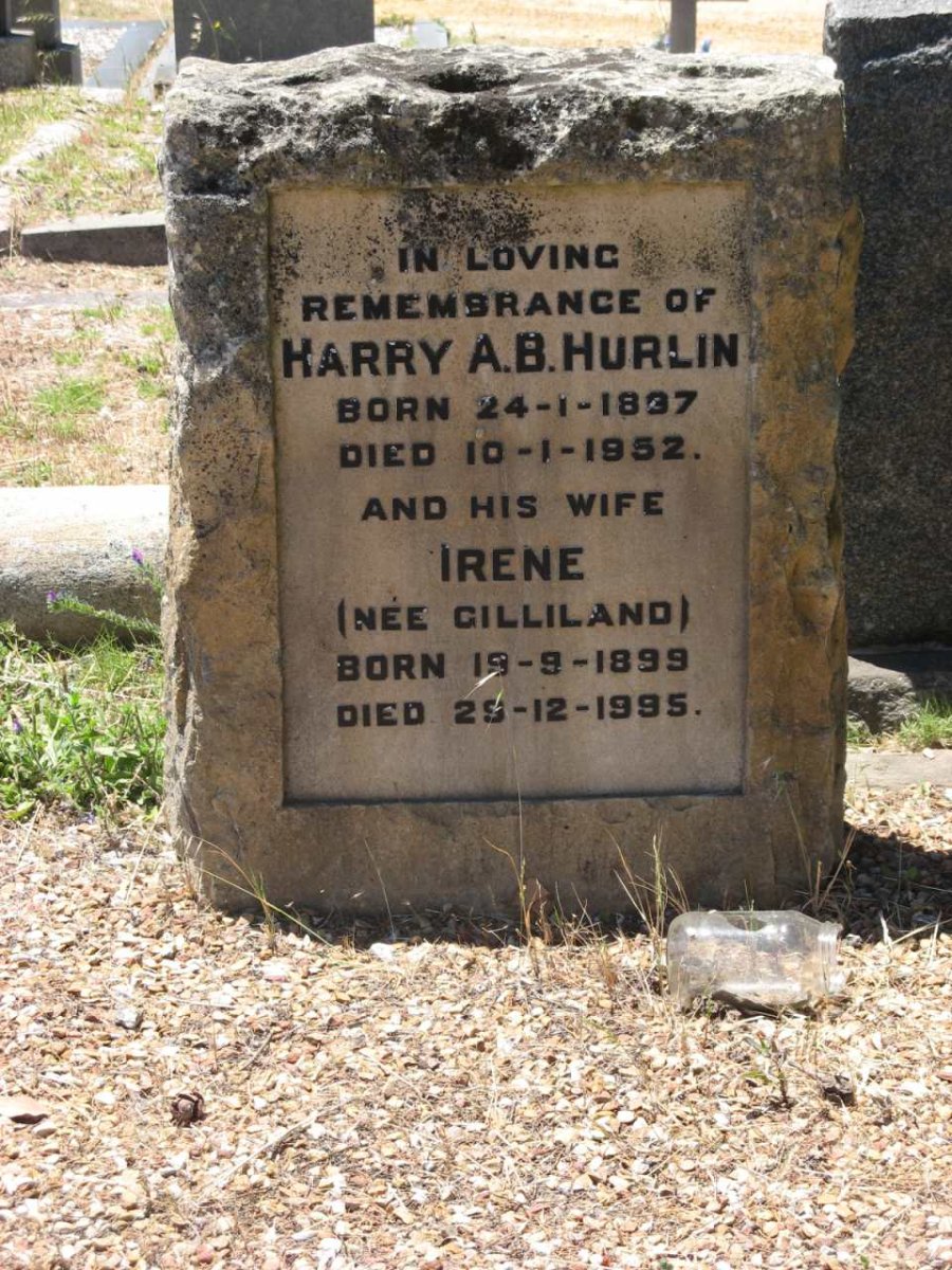 HURLIN Harry A.B. 1887-1952 &amp; Irene GILLILAND 1899-1995