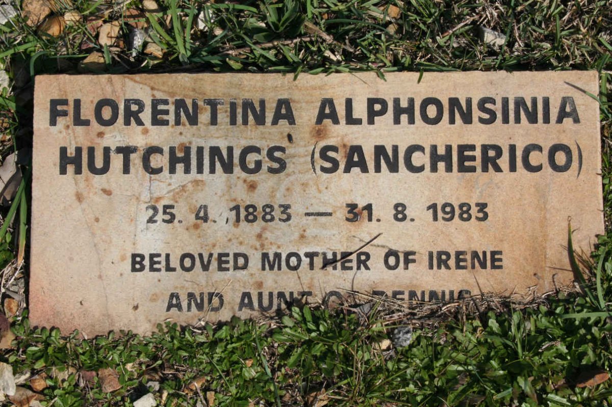 HUTCHINGS Florentino Alphonsinia nee SANCHERICO 1883-1983