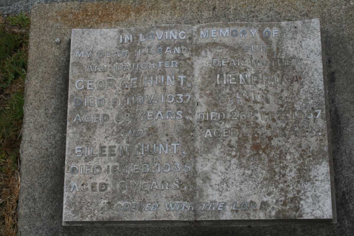 HUNT George -1937 &amp; Hendrika -1957 :: HUNT Eileen -1935