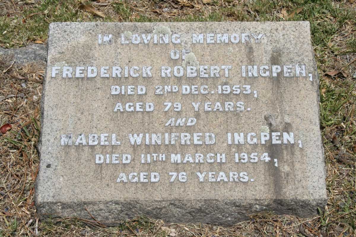 INGPEN Frederick Robert -1953 &amp; Mabel Winifred -1954