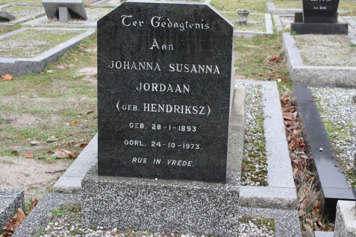 JORDAAN Johanna Susanna nee HENDRIKSZ 1893-1973