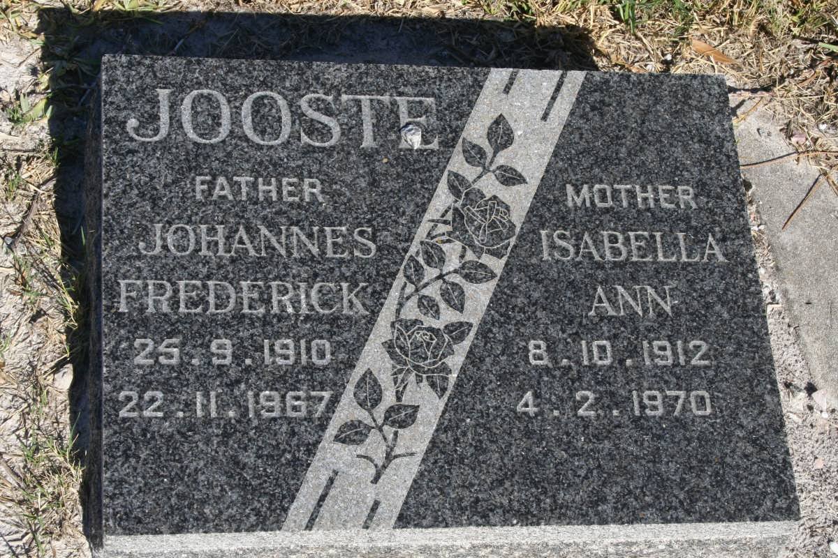 JOOSTE Johannes Frederick 1910-1967 &amp; Isabella Ann 1912-1970